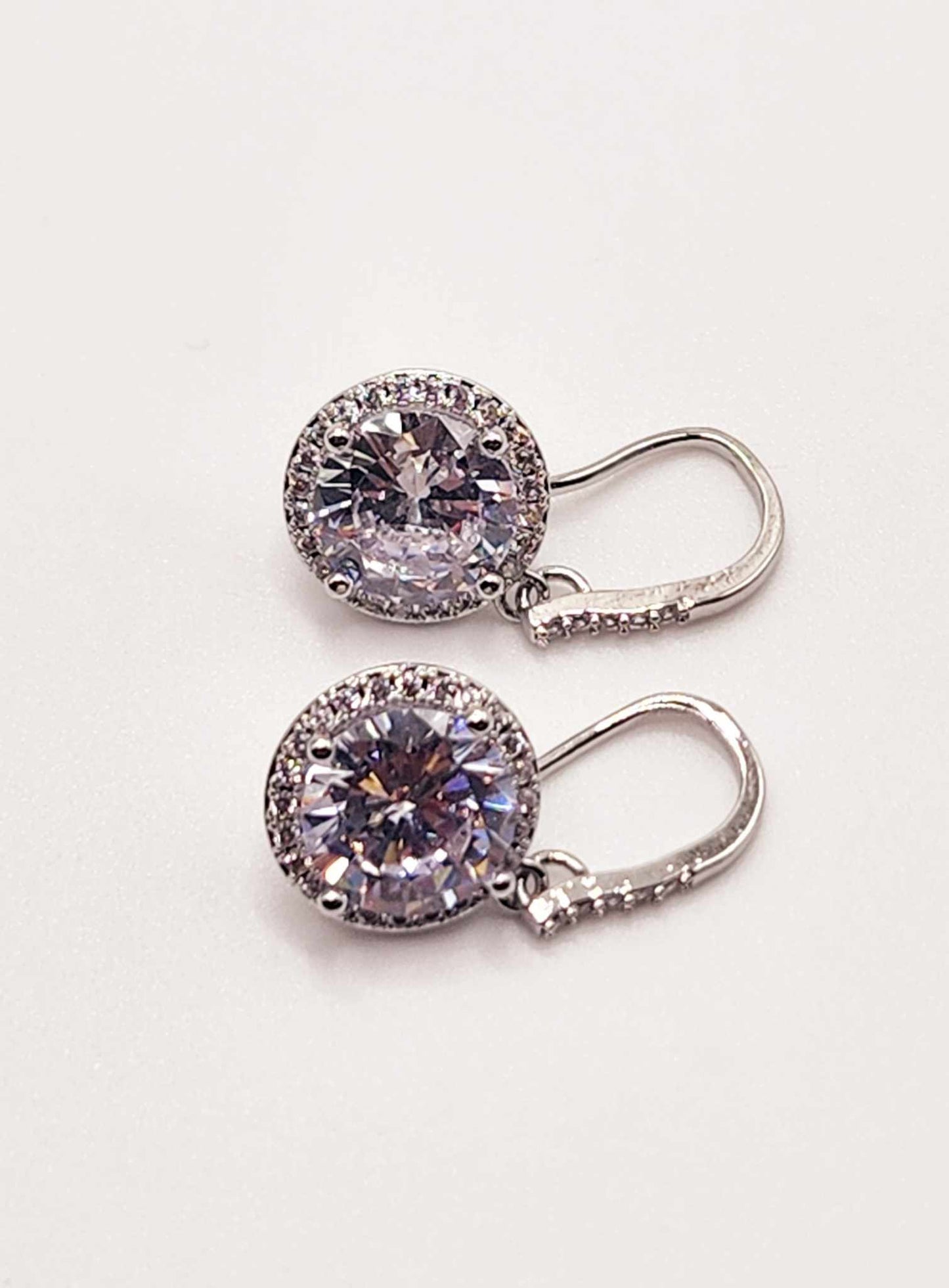 Fashion Round Halo Zircon Hoop Drop Earrings