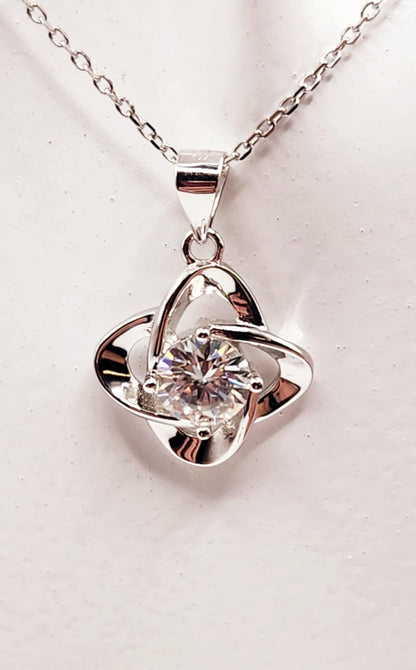 1 Carat Moissanite Love Knot Pendant Necklace