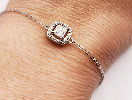 Halo Princess Moissanite Bracelet