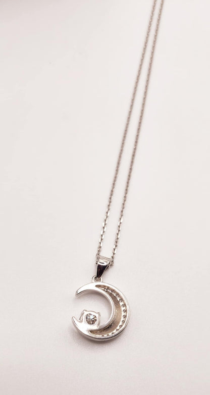 925 Silver Crescent Moon Pendant Necklace