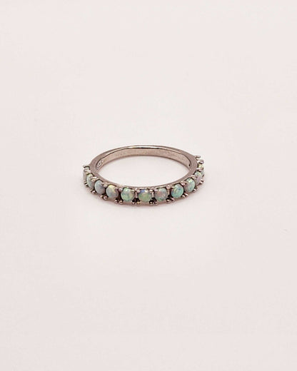 Opal Mini Multi Stone Band in 925 Sterling Silver with Round Cut Opals