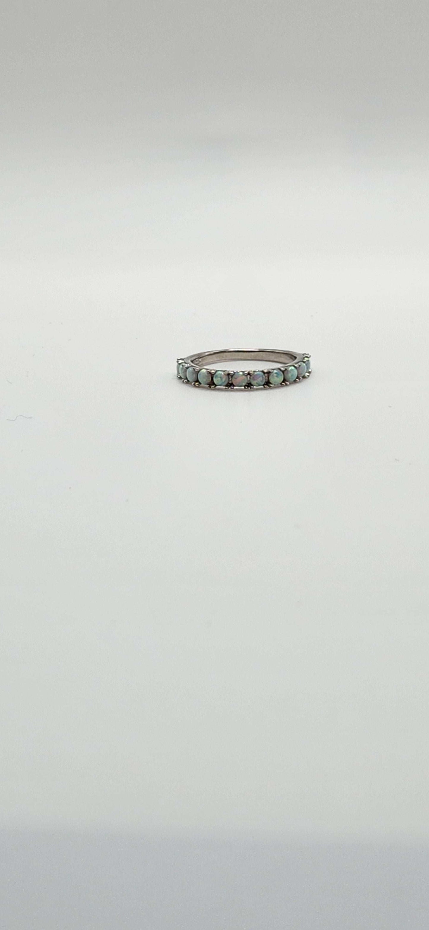 Opal Mini Multi Stone Band with round cut opals and 925 sterling silver.