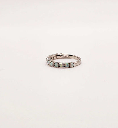 Opal Mini Multi Stone Band in 925 Sterling Silver with Round Cut Opal Stones