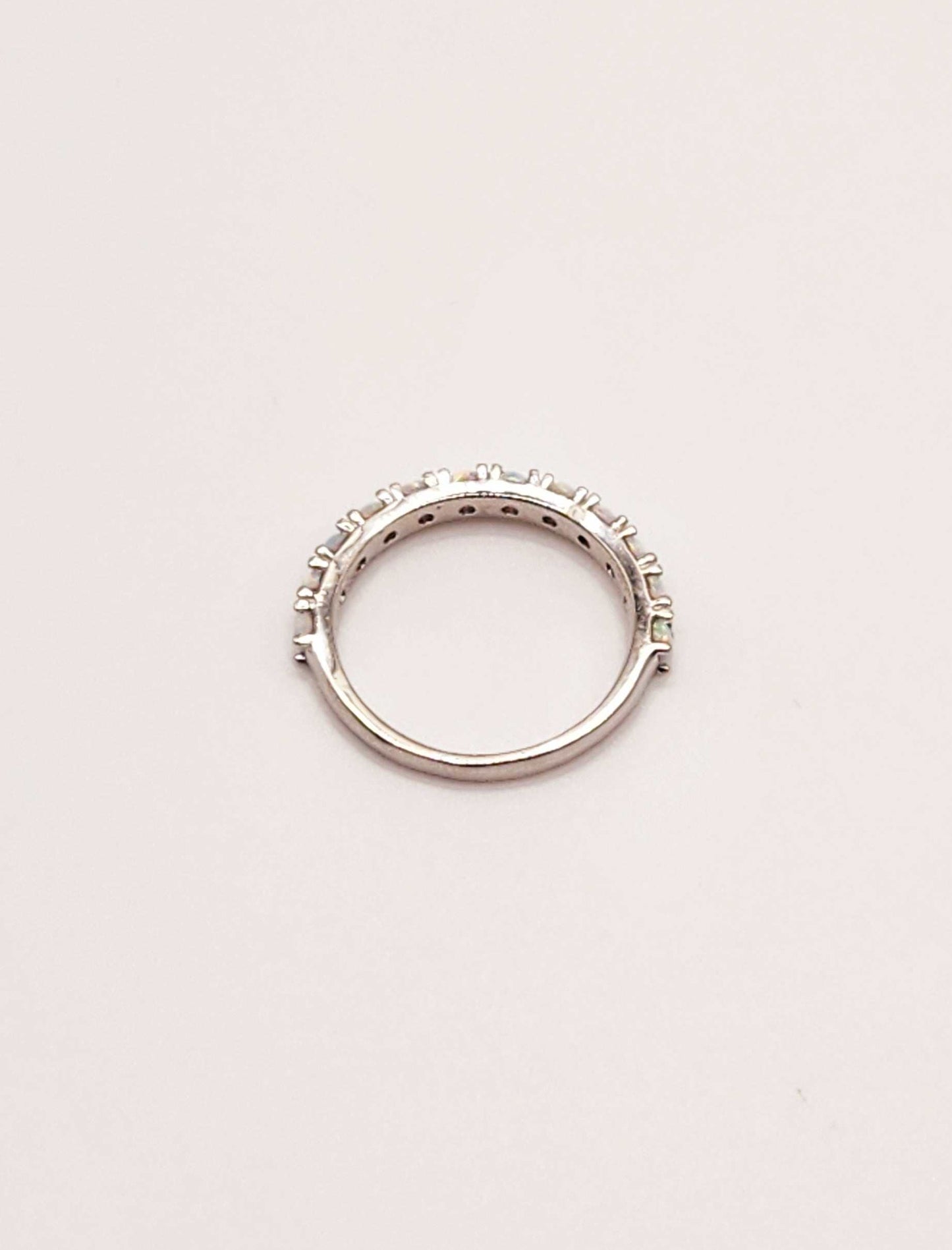 Opal Mini Multi Stone Band in 925 sterling silver with round-cut opal stones.