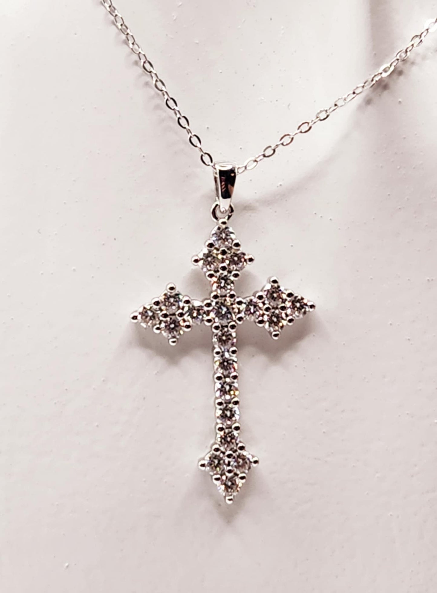 Pave Set Gemstone Cross Pendant