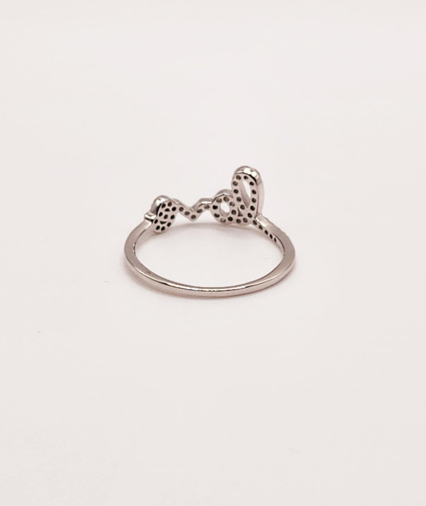 LOVE Scripted Ring in 925 Sterling Silver with engraved "LOVE" design.