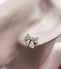 Silver Dainty Pave Bow Earrings