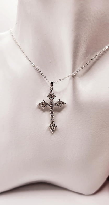 Pave Set Gemstone Cross Pendant