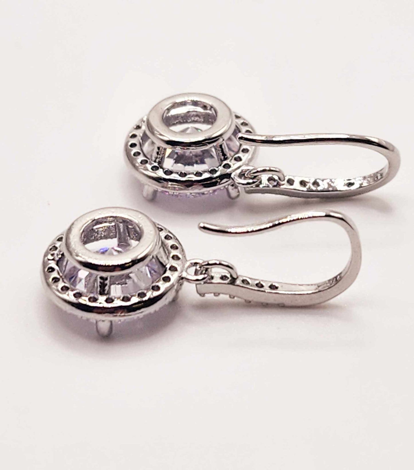 Fashion Round Halo Zircon Hoop Drop Earrings