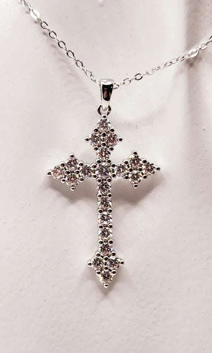 Pave Set Gemstone Cross Pendant