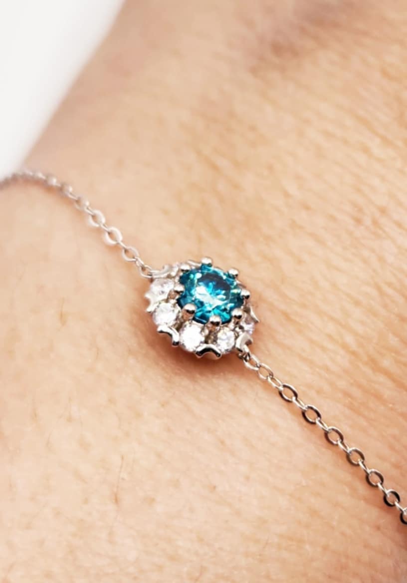 Halo Blue Zircon Bracelet