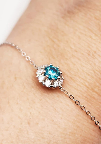 Halo Blue Zircon Bracelet