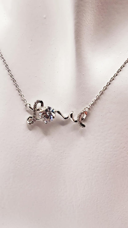 1 Carat Moissanite Love Script Pendant Necklace