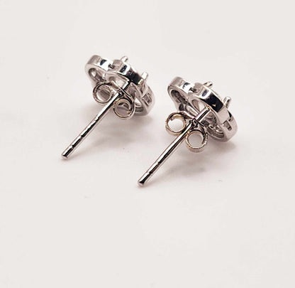 Silver and Zircon Knot Stud Earrings