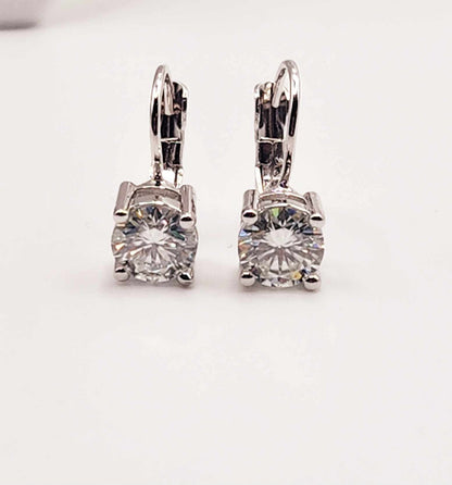 Moissanite Solitaire Latchback Earrings