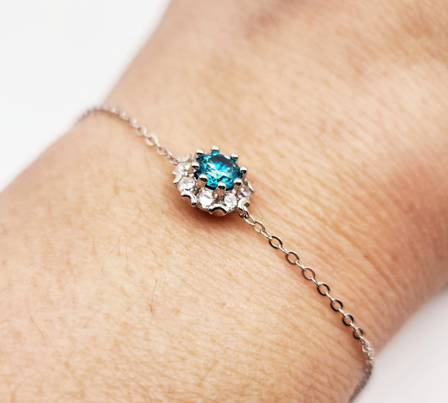 Halo Blue Zircon Bracelet