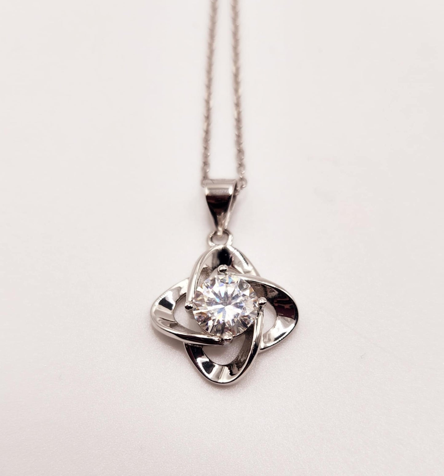 1 Carat Moissanite Love Knot Pendant Necklace