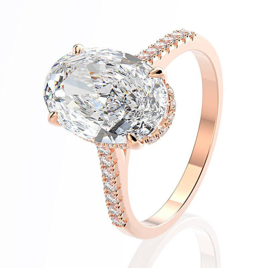 Glacier Sparkle Oval Ring - 925 Silver 1 Carat High Carbon Diamond - Moi - Glam Boutique