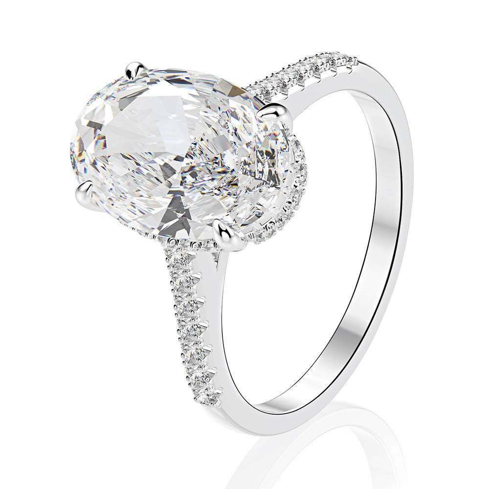 Glacier Sparkle Oval Ring - 925 Silver 1 Carat High Carbon Diamond - Moi - Glam Boutique