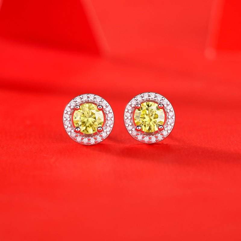 Luxe Citrine Halo Stud Earrings - Moi - Glam Boutique