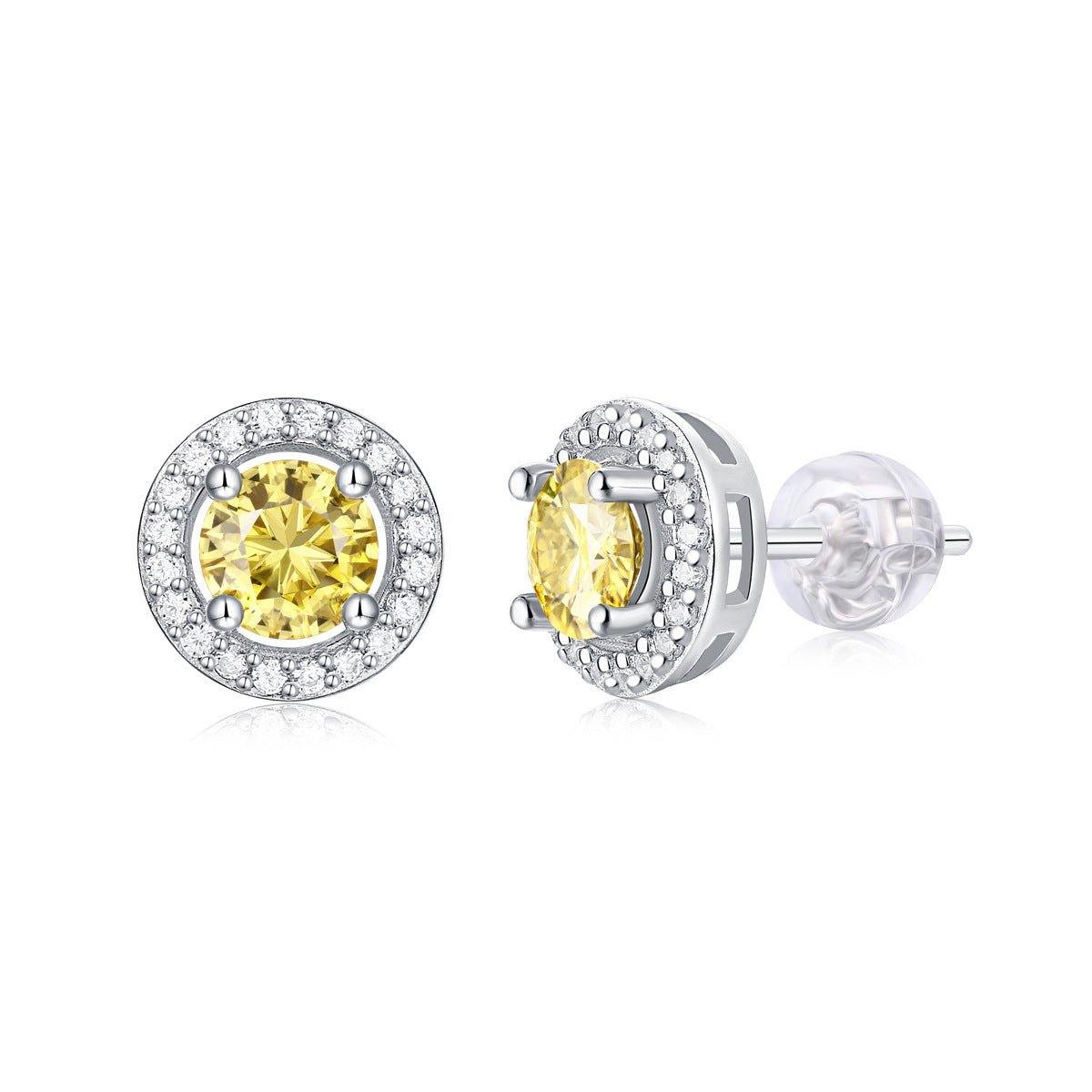 Luxe Citrine Halo Stud Earrings - Moi - Glam Boutique