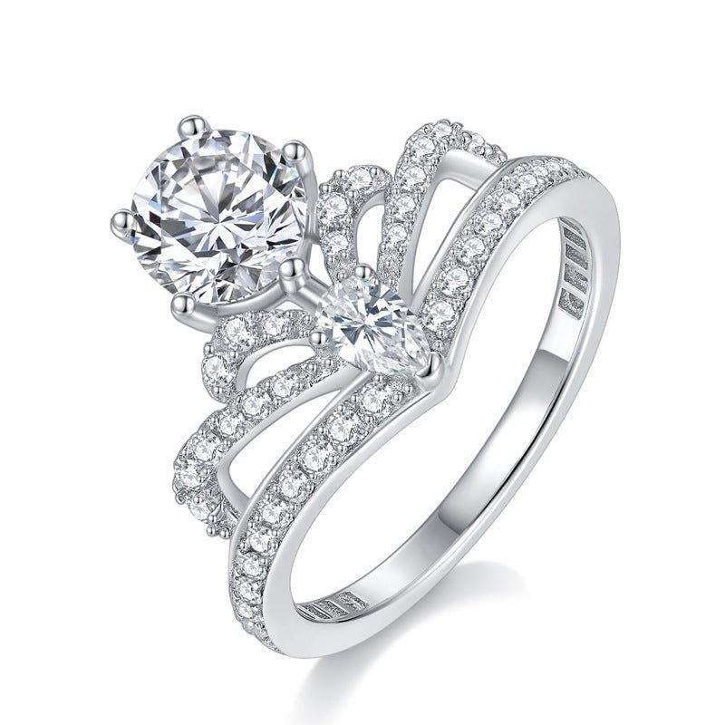 The Crown Multi Row Ring with Sparkling Gemstones and Silver - Moi - Glam Boutique